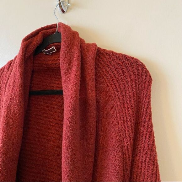 NWT-Chelsea28 Ribbed Brick Red Wool Blend Cozy/Soft Open Cardigan - Picture 4 of 10